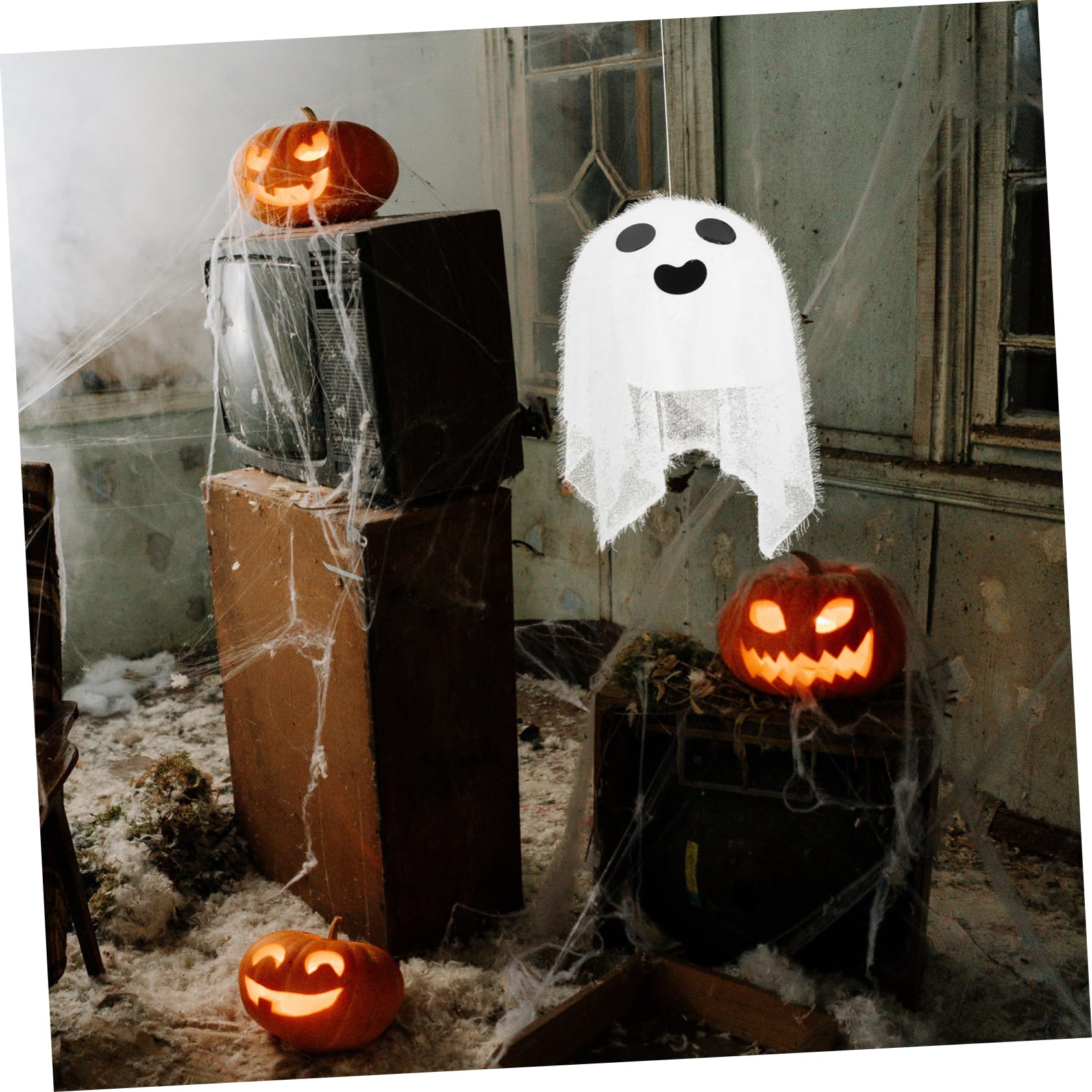 ハロウィン ゴーストランタンランプ4個セット お洒落インテリア LED